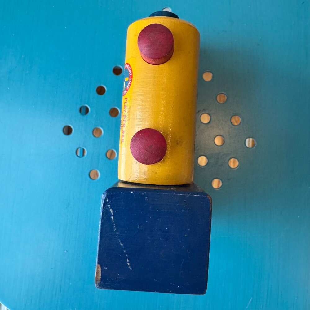 Play-Pen-Rail Train Wooden Toy 3–18 Months Toddler Baby Vintage 50s Collectible - Picture 9 of 13